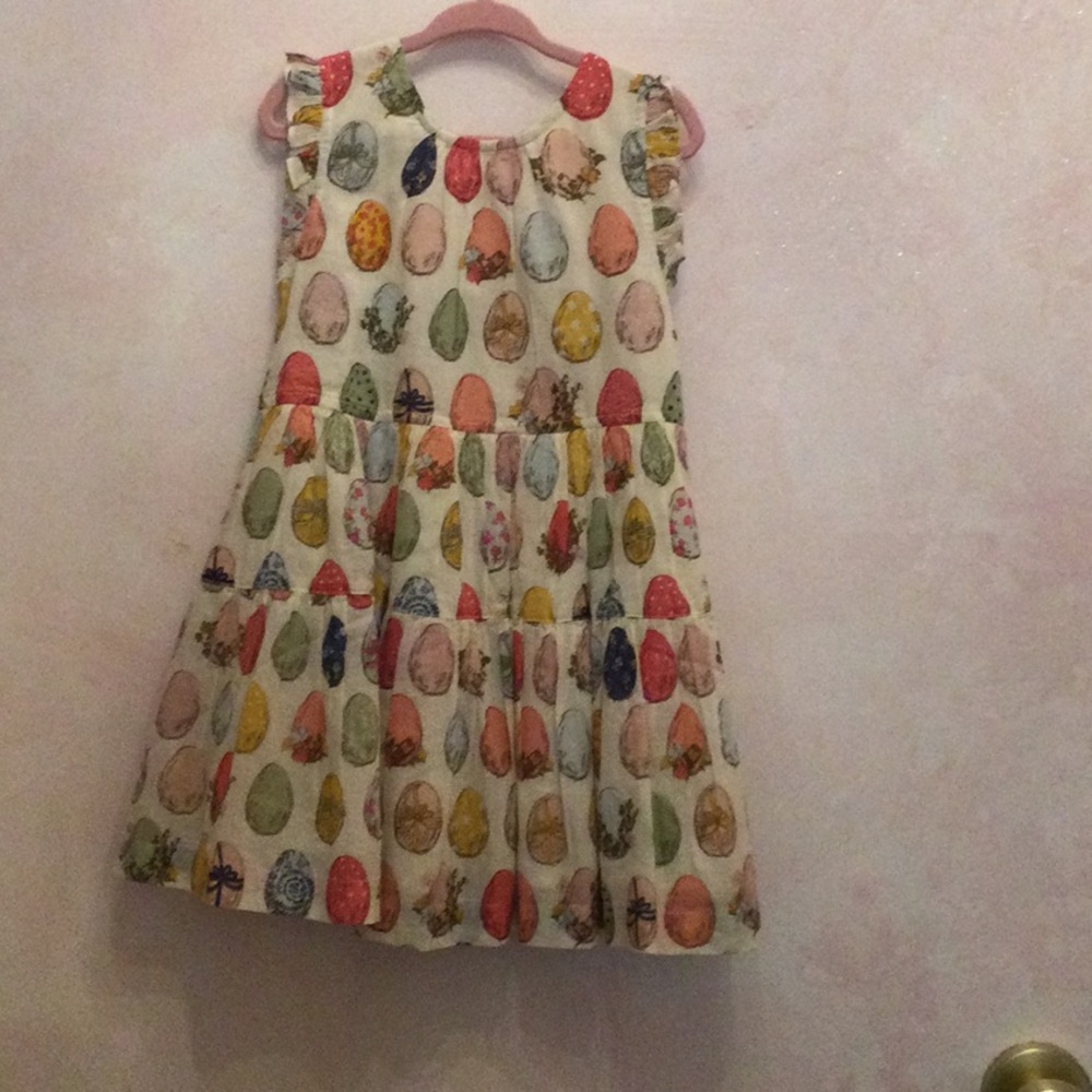 Girls Sleeveless Easter Egg Print Dress - Multicolor